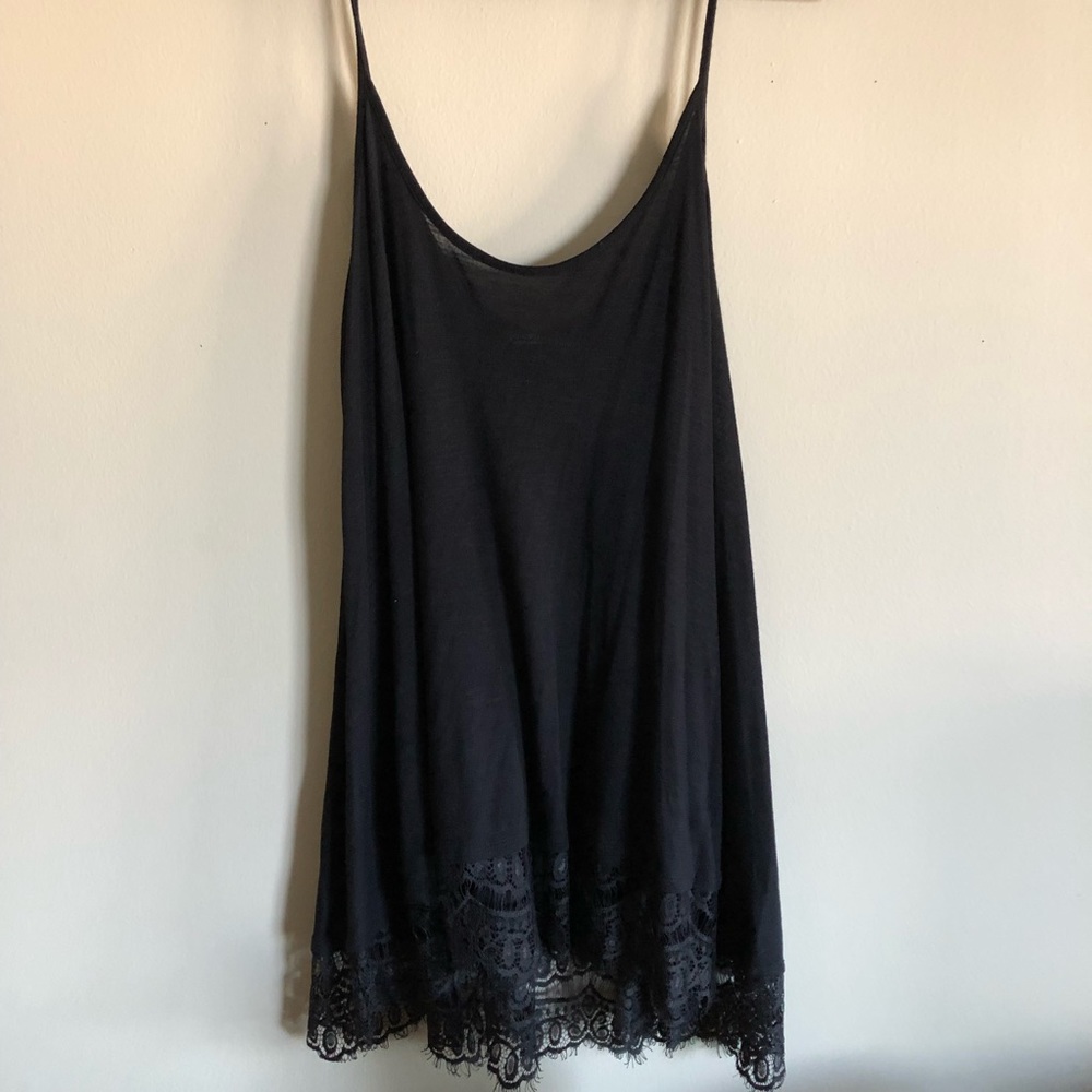 Black Lace Trim Tank Tunic (MEDIUM)
